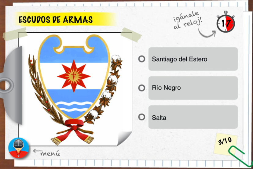 Pregunta del Reto de Juego: encontrá la provincia en el mapa antes de que corra el reloj