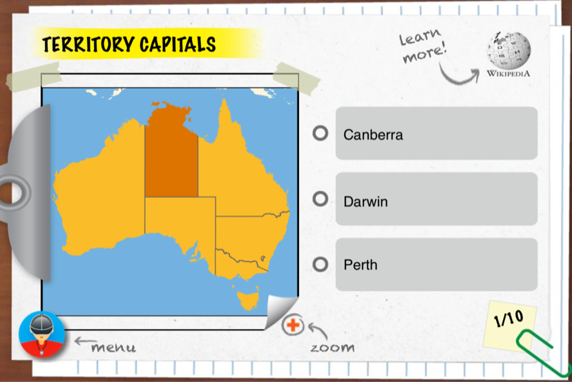 Learn mode: study each state with pictures