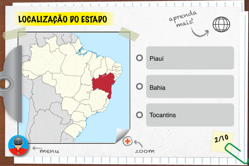 Modo Aprender: estude cada estado com imagens
