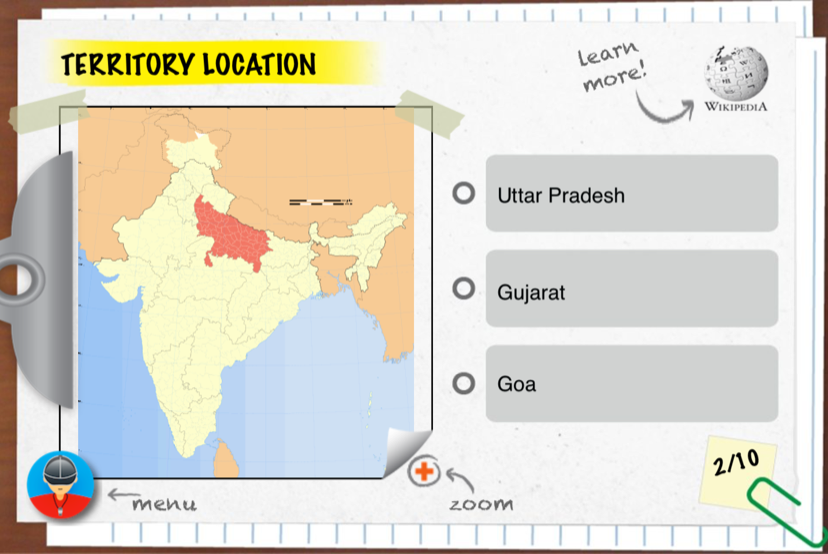 Learn mode: study each state with pictures