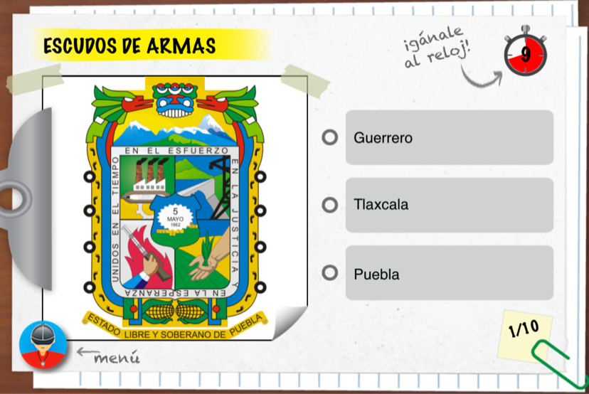 Pregunta del Reto de Juego: encuentra el estado en el mapa antes de que corra el reloj